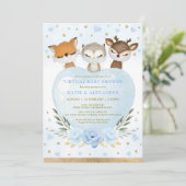 ブルーゴールドの森のスイートハートバーチャルベイビーシャワー 招待状 (スタンド正面)