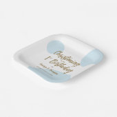 ブルーゴールドの洗礼と1歳の誕生日カスタム ペーパープレート (傾斜あり)