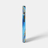 ブルーゴールドの淡い青い大理石のアートパターン iPhoneケース (左側面)