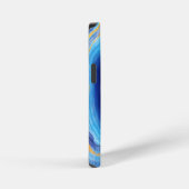 ブルーゴールドの淡い青い大理石のアートパターン iPhoneケース (右側面)
