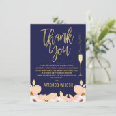 ブルーゴールドの結婚前お礼カード 招待状 (スタンド正面)