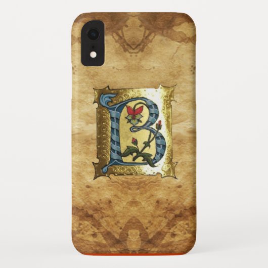 ブルーゴールドのBのイニシャルフラワーモノグラム Case-Mate iPhoneケース (裏面)