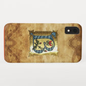 ブルーゴールドのBのイニシャルフラワーモノグラム Case-Mate iPhoneケース (裏面(横))