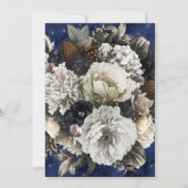 ブルーゴールドアイボリー フラワーズ クリスマスパーティー 招待状 (裏面)