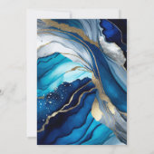 ブルーゴールドアゲート大理石グリッターウェディング 招待状 (裏面)