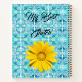 ブルーゴールドアブストラクトモノグラムバタフライ スケッチブック ノートブック (裏面)