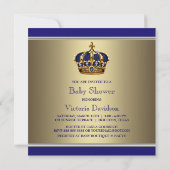 ブルーゴールドクラウンレッスンプリンス少年ベイビーシャワー 招待状 (裏面)