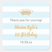 ブルーゴールドクラウン誕生日パーティーお願い スクエアシール (正面)