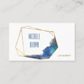 ブルーゴールドクリスタルアブストラクトコンサルタントエレガントなビジネス 名刺 (正面)