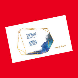 ブルーゴールドクリスタルアブストラクトコンサルタントエレガントなビジネス 名刺