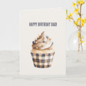 ブルーゴールドクリームカップケーキ 誕生日 カード (黄色い花)