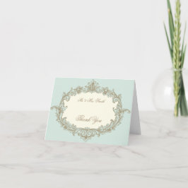 ブルーゴールドクリーム ヴィンテージ フレーム 結婚式 サンクス サンキューカード