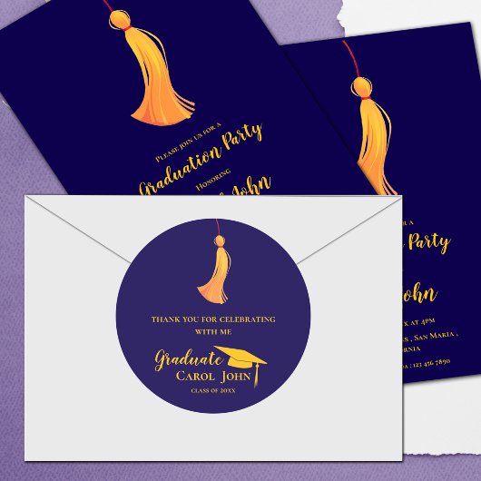 ブルーゴールドタッセル 2025 卒業 ありがとう ラウンドシール