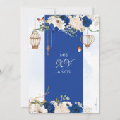 ブルーゴールドバタフライ フラワーズ エレガント キンセアニエラ 招待状 (裏面)