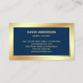 ブルーゴールドフォイルギターミュージック先生ギタリスト 名刺 (裏面)