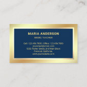 ブルーゴールドフォイルバイオリンミュージック先生バイオリニスト 名刺 (裏面)