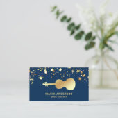 ブルーゴールドフォイルバイオリンミュージック先生バイオリニスト 名刺 (スタンド正面)