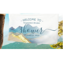 ブルーゴールドフォイルマウンテンブライダルシャワーウェルカムサイン