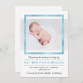 ブルーゴールドフォイル新生児ボーイ誕生統計 案内状 (正面/裏面)