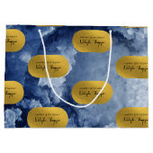 ブルーゴールドフォイル海の結晶の署名スクリプト ラージペーパーバッグ (裏面)