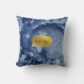 ブルーゴールドフォイル海の結晶の署名 クッション (正面)