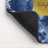 ブルーゴールドフォイル海の結晶の署名 マウスパッド (コーナー)