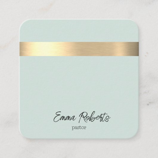 ブルーゴールドフォイル素朴イエスフェイクキリスト牧師 スクエア名刺 (正面)