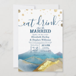 ブルーゴールドマウンテンズ EAT ドリンク＆ビー・マリード・ウェディング 招待状