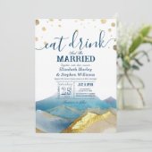 ブルーゴールドマウンテンズ EAT ドリンク＆ビー・マリード・ウェディング 招待状 (スタンド正面)