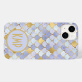 ブルーゴールドマーメイドスケールモノグラムイニシャル Case-Mate iPhoneケース (裏面 (横))