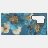 ブルーゴールドラインアートポピー植物画フラワー SAMSUNG GALAXYケース (裏面横)