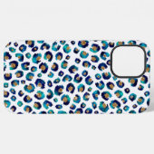 ブルーゴールドラメヒョウ柄 iPhoneケース (裏面横)