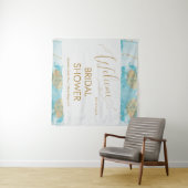 ブルーゴールドレイク ウォーターカラー ブライダルシャワー ウェルカム タペストリー (インサイチュ(横))