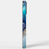 ブルーゴールド大理石カリグラフィー名入れパーソナライズデザイン Case-Mate iPhoneケース (裏面 / 右)