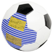 ブルーゴールド幾何学クールストライプ サッカーボール (3/4)