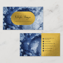 ブルーゴールド箔の海の結晶メイクアップヘア爪、 ネイル 名刺