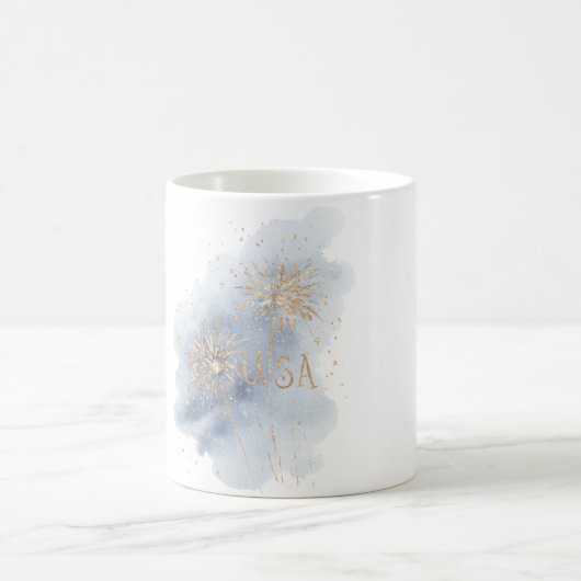 ブルーゴールド花火 USA コーヒーマグカップ (中央)