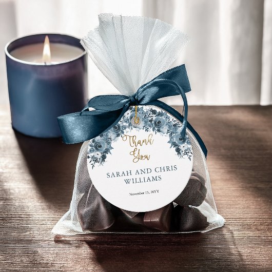 ブルーゴールド ウォーターカラー フラワーフェイバータグ フェイバータグ