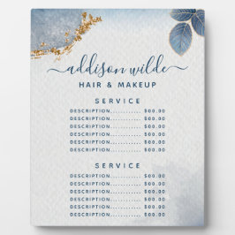 ブルーゴールド ウォーターカラー ボタニカル リーフ 価格メニュー フォトプラーク