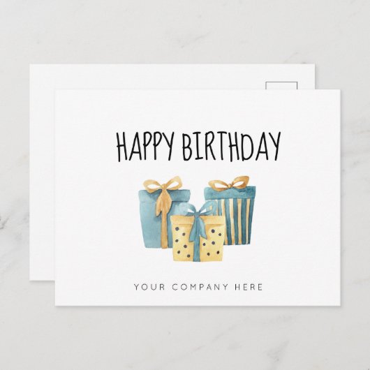 ブルーゴールド エンプロイービジネスバースデー ポストカード (正面/裏面)