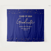 ブルーゴールド クラスオブ2024 写真用背景 卒業生 タペストリー (正面(横))