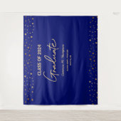 ブルーゴールド クラスオブ2024 写真用背景 卒業生 タペストリー (正面)