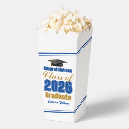 ブルーゴールド クラスオブ2026 卒業パーティーポップコーン フェイバーボックス