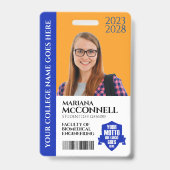 ブルーゴールド スクール カレッジ 大学 学生 ID バッジ (正面)