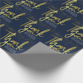 ブルーゴールド タイポグラフィー ありがとう ラッピングペーパー (角)