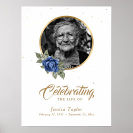 ブルーゴールド フローラル葬儀 フォト ウェルカムサイン ポスター