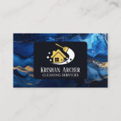 ブルーゴールド ブラック マーブル ハウス クリーニング ハウスキーピング 名刺 (裏面)