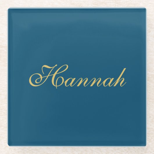 ブルーゴールド プロフェッショナル トレンディ ミニマリスト ネーム ガラスコースター (正面)