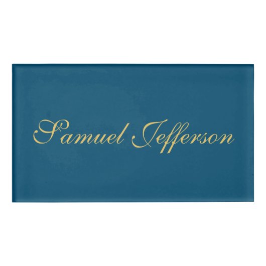 ブルーゴールド プロフェッショナル トレンディ ミニマリスト ネーム 名札 (正面)