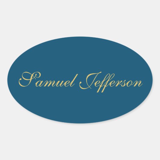 ブルーゴールド プロフェッショナル トレンディ ミニマリスト ネーム 楕円形シール (正面)